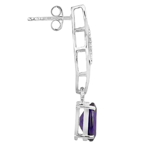 BUY AFRICAN AMETHYST GEMSTONE LEAF EARRINGS IN 925 SILVER